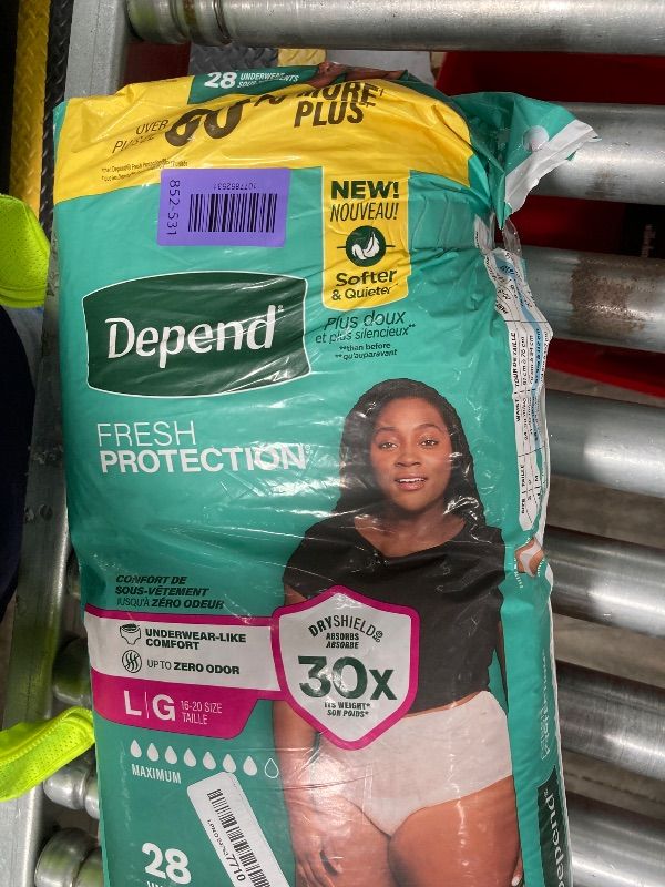 Photo 1 of ***DAMAGED PACKAGE***Depend Fresh Protection Adult Diapers, Incontinence Underwear for Women, Disposable, Maximum, Large, Blush, 28 Count, Packaging May Vary