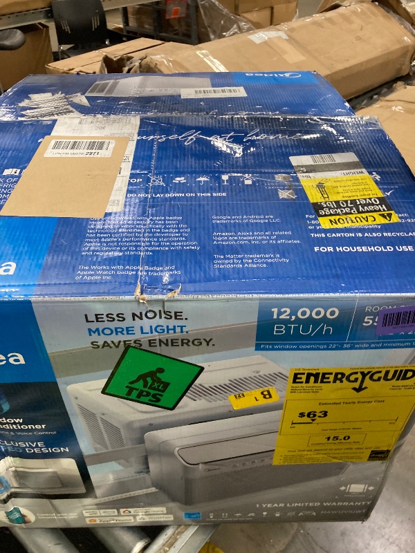 Photo 1 of **** PARTS ONLY ****
Midea 12,000 BTU U Shaped Smart Inverter Window Air Conditioner - Cools 550 Sq Ft, Ultra Quiet with Open Window Operation - Alexa/Google Assistant Compatible, 37% Energy Savings, Remote (2026 Edition)