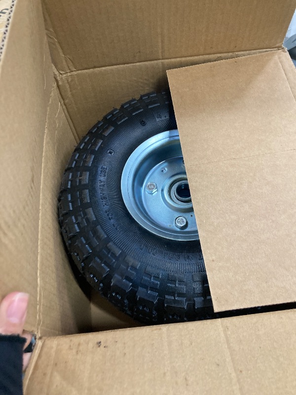 Photo 1 of (2 Pack) RRQ 10 Inch Pneumatic Wheel 4.10/3.50-4 Tire, 10" Pneumatic Wheels with 5/8" Bearings,2.2" Offset Hub for Garden Cart, Hand Truck, Lawn Cart, Mower