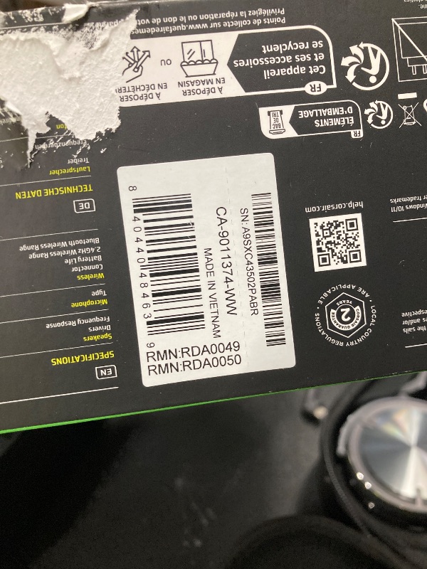 Photo 1 of ***MISSING PIECE SELLING AS IS *** Corsair Virtuoso MAX Wireless Officially Licensed Xbox Series X|S Gaming Headset – Dolby Atmos, Active Noise Cancelling, 2.4GHz Wireless & Bluetooth, Game/Chat Audio Controls, PC – Carbon