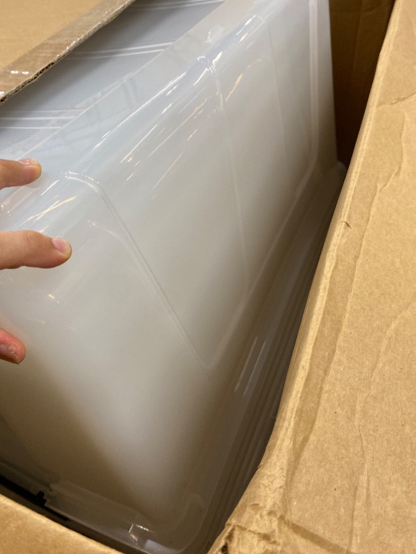 Photo 1 of * with a little damaged but you can use**IRIS USA 94 Qt Stackable Plastic Storage Bins with Lids, 3 Pack - BPA-Free, Made in USA - See-Through Organizing Solution, Latches, Durable Nestable Containers, Secure Pull Handle - Clear