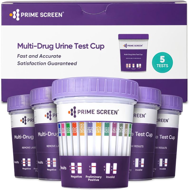 Photo 1 of [5 pack] Prime Screen 14 Panel Urine Drug Test Cup - Instant Testing Marijuana (THC),OPI,AMP, BAR, BUP, BZO, COC, mAMP, MDMA, MTD, OXY, PCP, PPX, TCA