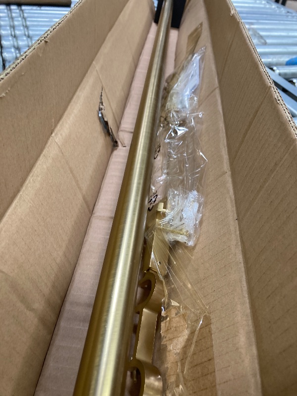 Photo 1 of 1-1/8 inch Double Curtain Rod - Premium Nonadjustable 48in/4ft Drapery Rods - Heavy Duty Dual Curtain Rods for Windows - Solid Aluminum Finials & Adjustable Concealed Mounting Bracket - Brushed Gold
