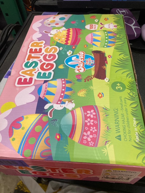 Photo 1 of [6 Surprise Golden Eggs] 100 Pack 3 Inch Large Easter Eggs, Empty Easter Eggs Fillable, Bright Colors Plastic Eggs Bulks for Easter Hunt, Easter Party Favor, Basket Stuffers Fillers