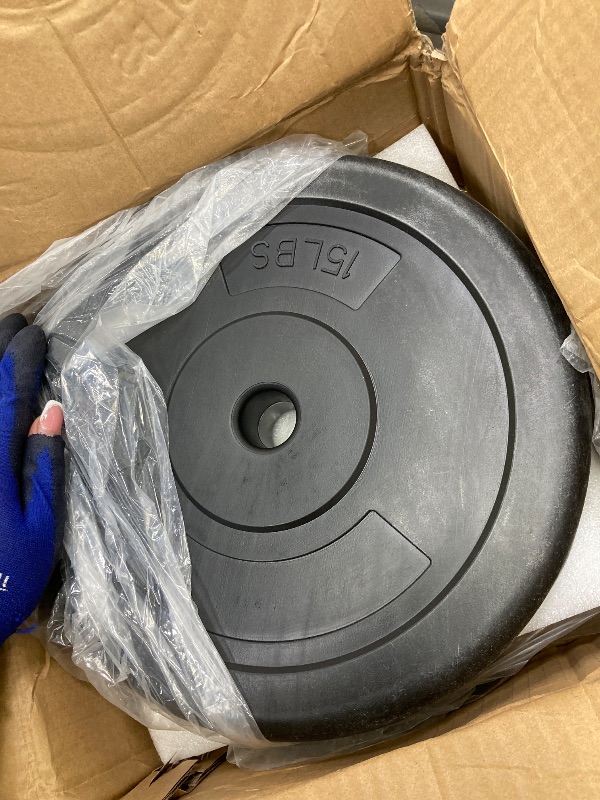Photo 1 of ************heavy item large**********Fitvids Vinyl Standard 1-Inch Weight Plates Set with 5FT Standard Bar for Strength Training and Weightlifting, 110 LBS **** pack of 2****
