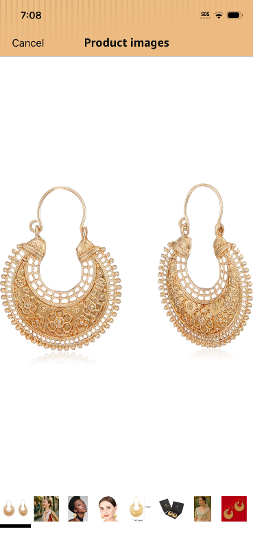 Photo 1 of 
Touchstone Indian Bollywood Pretty Fringes and Floral Theme Ethnic South Indian Chandbali Moon Bridal Designer Jewelry Chandelier Earrings for Women In Antique Gold or Silver Tone