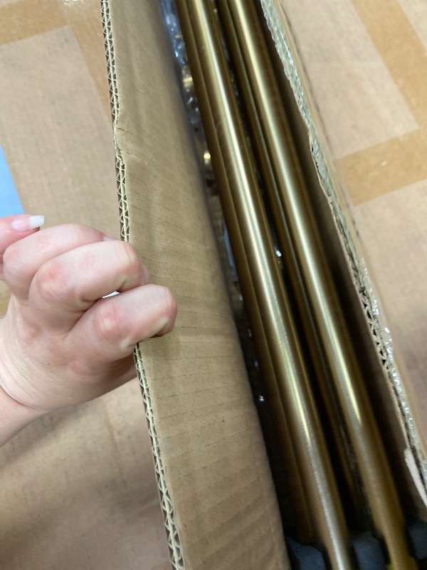 Photo 1 of 1-1/8 inch Double Curtain Rod - Premium Nonadjustable 60in/5ft Drapery Rods - Heavy Duty Dual Curtain Rods for Windows - Solid Aluminum Finials & Adjustable Concealed Mounting Bracket - Brushed Gold