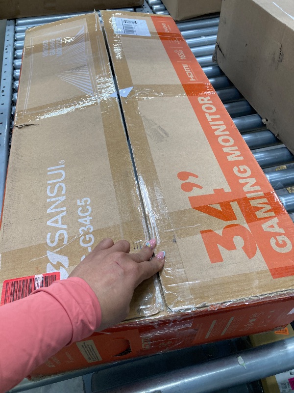 Photo 1 of ***DAMAGED -SELLING AS IS *** SANSUI 34-Inch Curved Gaming Monitor UWQHD 3440 x 1440P Up to 200Hz 165Hz Curved 1500R - PIP/PBP, OD 1ms, HDR, 300nits, sRGB 130%, DCI-P3 97%,AI Crosshair,HDMI2.1x2,DP1.4(Cable Included)