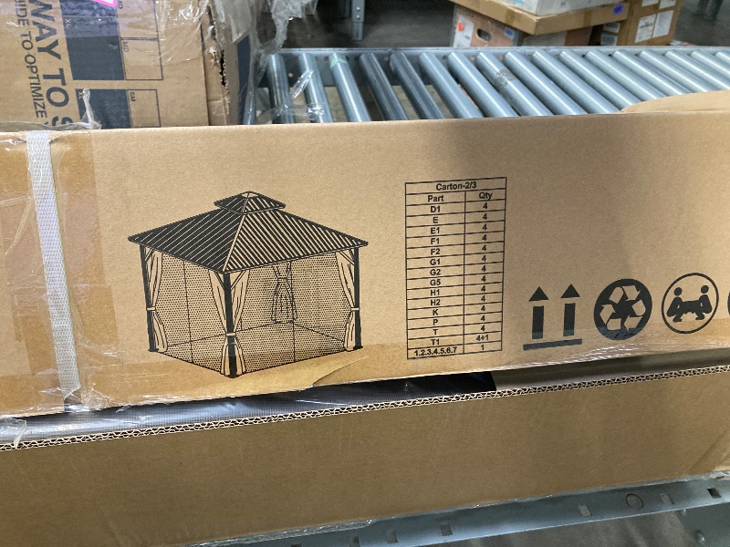 Photo 1 of ***PARTIAL SET/ BOX 2 OF 3 ONLY****10 X10 ft Hardtop Gazebo, Galvanized Steel Double Roof with Curtains and Netting, Aluminum Frame Patio Gazebo for Patio, Garden and Lawn **FOR PIECES ONLY**