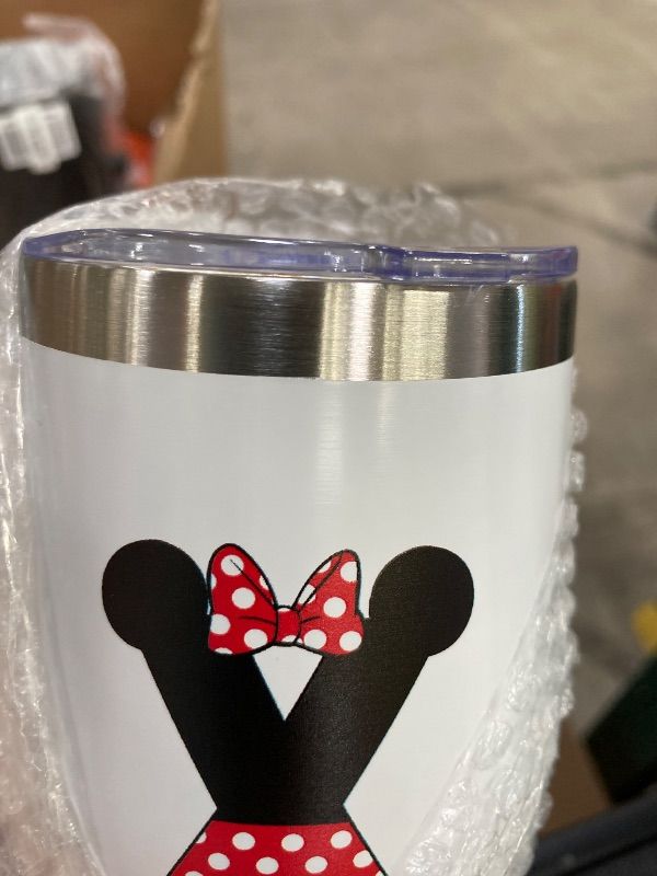Photo 1 of **LETTER X***Cute Cartoon Mouse Gifts Initial A-Z Personalized Wine Tumbler Cup, Magic Mouse Printed 12 oz Stainless Steel Coffee Wine Tumbler Cup with Lid for Women Girls Mouse Lover Birthday Christmas Gift (X)