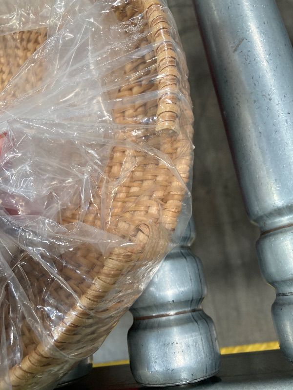 Photo 1 of ***BROKEN HANDLE***11.8" Round Rattan Tray, Hand Woven Serving Tray with Handles, Wicker Serving Basket, Decorative Tray for Home Decor, Whitewash***BROKEN HANDLE***