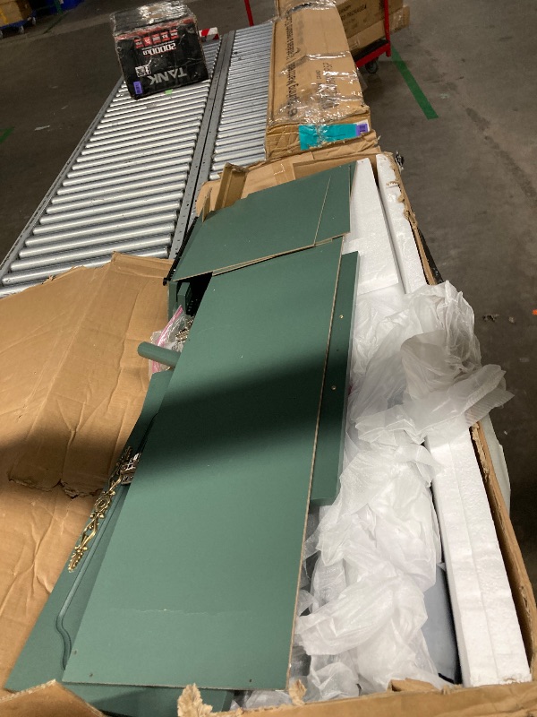 Photo 1 of ***DAMAGED -SCUFFS/SCRATCHES, PAINT CHIPS SELLING AS PARTS ONLY*** 
RoyalCraft Buffet Cabinet with Storage, Vintage Sideboard with 2 Doors & 3 Drawers, Coffee Bar Table with Solid Wood Legs, Mid Century Modern Painted Credenza for Kitchen, Dining Room, Gr