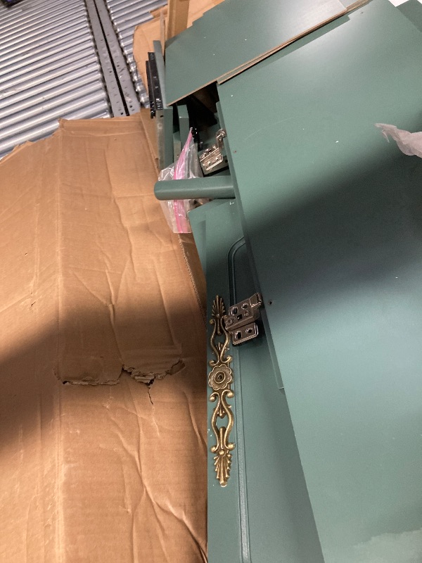 Photo 1 of ***DAMAGED -SCUFFS/SCRATCHES, PAINT CHIPS SELLING AS PARTS ONLY*** 
RoyalCraft Buffet Cabinet with Storage, Vintage Sideboard with 2 Doors & 3 Drawers, Coffee Bar Table with Solid Wood Legs, Mid Century Modern Painted Credenza for Kitchen, Dining Room, Gr