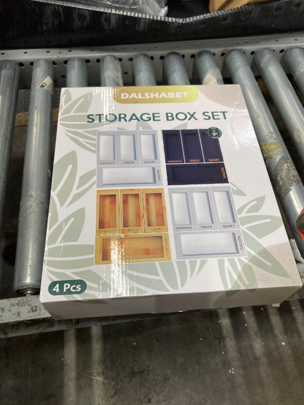 Photo 1 of **3 HAVE CRACKS ON BOTTOM***DALSHABET Bamboo Storage Bag Organizer for Kitchen Drawer, 4 Separate Food Storage Bag Organizer, 12x14 Baggie Organizer Dispenser for All Brands Gallon, Snack, Sandwich & Quart Slider Bags White