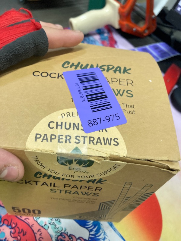 Photo 1 of [500 Counts] Chunspak 5.75 inch Disposable Red White Striped Small Paper Straws for Cocktail, Coffee and Short Drinks - Eco-friendly