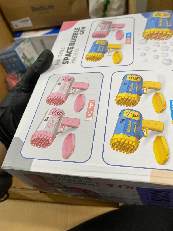 Photo 1 of ***MISSING PIECES -SELLING AS IS *** LUSJNGE ONE Bubble Gun, 40-Hole Light Up Bubble Machine for Toddlers 1-3, Blue Bubble Blaster Maker, Party Favors Toys for Boys Girls 4-8 Birthday Gifts