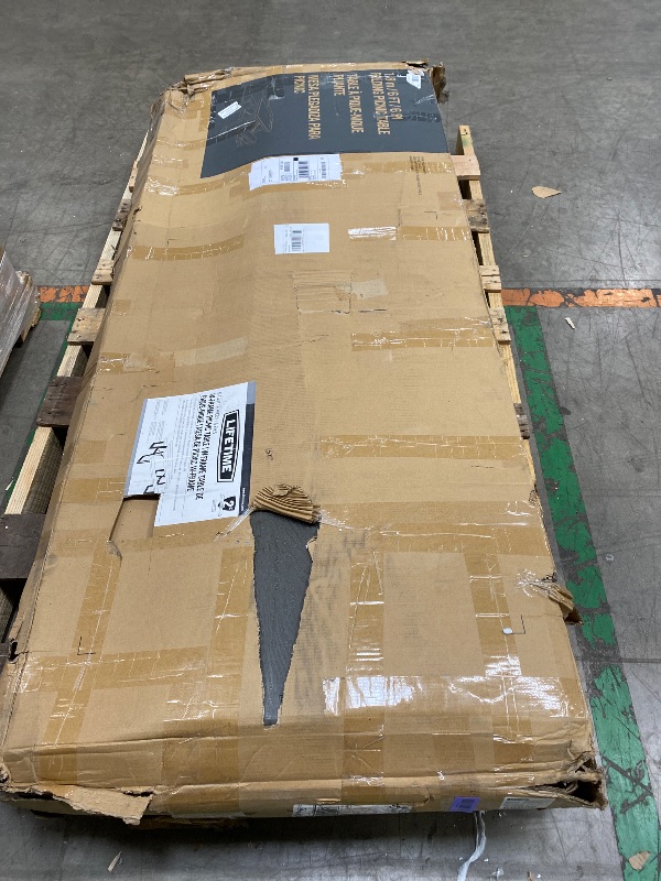 Photo 1 of ***DAMAGED- MISSING HARDWARE -SELLING AS IS*** LIFETIME 6-Foot Folding Picnic Table with Benches, Seats 8, Heavy-Duty HDPE Tabletop, Steel Frame, Weather & UV Resistant Outdoor Picnic Table with Umbrella Hole