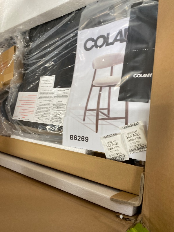 Photo 1 of ***A BOX OR MORE IS MISSING*ONLY PART OF ITEM INCLUDED***
COLAMY Upholstered Counter Height Bar Stools Set of 6, Kitchen Island Stools with Back, Modern Counter Stools Island Bar Chairs with Wood Legs for Kitchen Island Dining Room Bar, Camel***A BOX OR M
