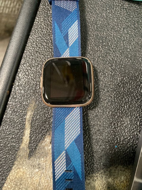 Photo 1 of **MISSING CHARGER/NOT IN ORIGINAL BOX**Fitbit Versa 2 Special Edition Health and Fitness Smart Watch with Heart Rate, Music, Alexa Built-In, Sleep and Swim Tracking, Navy and Pink Woven/Copper Rose, One Size (S and L Bands Included), 2.3