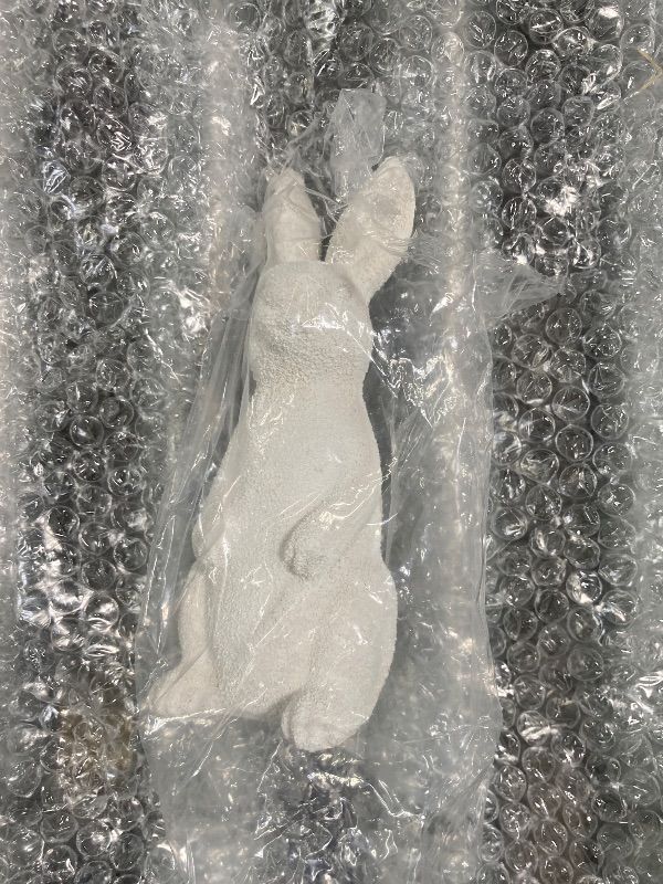 Photo 1 of ***ONE ONLY*** Easter Bunny Decor, Resin Rabbit Figurines ONE, White Bunny Statues for Rustic Easter Decorations, Minimalist Bunnies Figurines for Spring Table Centerpiece, Home, Farmhouse Mantle Shelf Decor