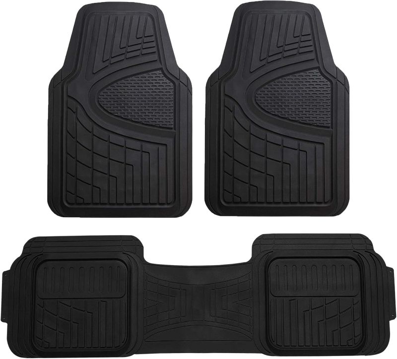 Photo 1 of **NEEDS CLEANING**FH Group Automotive Floor Mats Universal Fit Climaproof for All Weather Protection Heavy Duty Rubber fits Most Cars, SUVs, and Trucks, Trim to Fit Black EST VALUE 32.33
