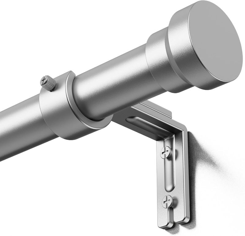 Photo 1 of **MISSING PARTS/NO BOX***YaFex Curtain Rods 32-144 Inch, Heavy Duty 1 Inch Adjustable Curtain Rod for Windows, Silver Extra Long Window Treatment Rods, Modern Design, Easy Installation