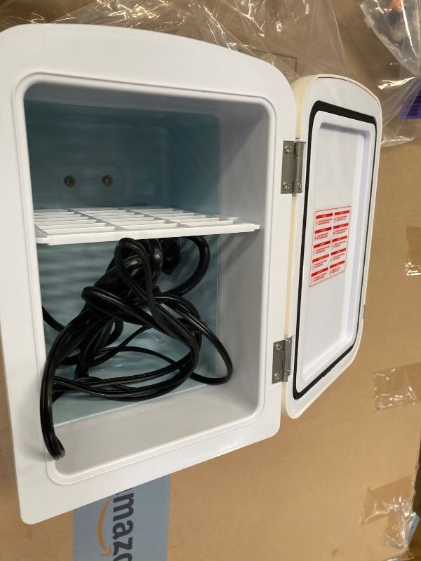 Photo 1 of **PARTS ONLY/NO BOX***Electactic Mini Fridge for Bedroom, 4L/6 Cans Small Cosmetic Fridge for Skincare, Makeup, Medicine & Beverage, Portable Desk Fridge Cooler and Warmer for Kids, Car, Office, Dorm, White