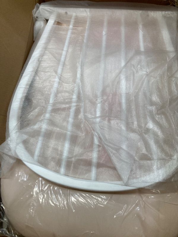 Photo 1 of **MISSING HARDWARE -SELLING AS IS ***Storkcraft Premium Hoop Glider & Ottoman (White/Pink) — GREENGUARD Gold Certified Nursery Glider, Solid Wood Craftsmanship, Smooth-Gliding Nursery Chair and Ottoman, Award-Winning