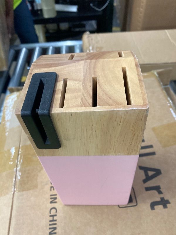 Photo 1 of **MISSING ONE KNIFE***Aesthetic Gold Pink Kitchen Knife Set,7Pcs Gold Titanium Coated Dishwasher Safe Knife Block Sets,Wooden Block with Built-In Sharpener,Luxury Gift for Women Modern Kitchen