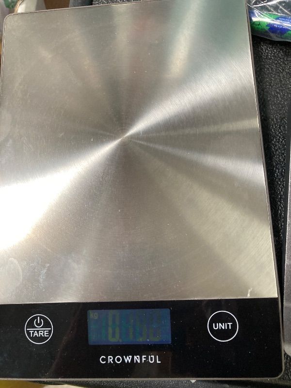 Photo 1 of **NO BOX**CROWNFUL Food Scale, 33lb Rechargeable 304 Stainless Steel Digital Kitchen Scale Weight Grams and Ounces with LCD Display and Type-C Charging for Meal Prep, Baking and Cooking EST VALUE 15.99