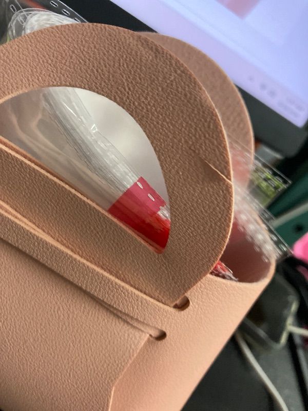 Photo 1 of ***SMALL CUT ON  HANDLE/MISSING RIBBONS***Vane Oak Money Pull Box for Cash, Surprise Money Boxes with Ribbon Leather Mini Bags with 30 Pcs Transparent Bags for Birthday Party Christmas (Pink)
