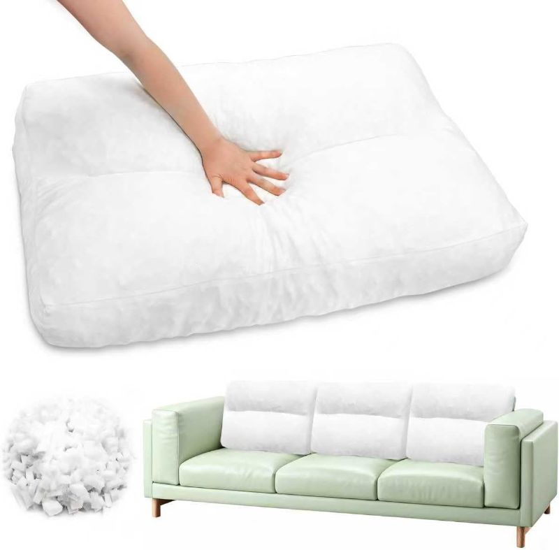 Photo 1 of **NOT IN ORIGINAL BOX***JZHLLA 3 Pcs Shredded Foam Sofa Back Cushions Replacement Fluffy Memory Sponge Couch Pillow with Quilted Design 26x18x5 Inch Lumbar Support Pillow for Sofa Bed Floor