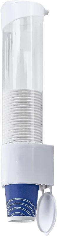 Photo 1 of **MISSING HARDWARE TO ATTACH***Cup Dispenser, Water Cooler Pull Type Cup Holder Fits 5oz - 7oz Cone or Flat Bottom Cups, Paste or Screw Plate Wall Mount, 15" Tube Length White