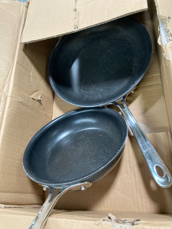 Photo 1 of **SCRATCHES****All-Clad HA1 Hard Anodized Non Stick Fry Pan Set 2 Piece, 8, 10 Inch, Induction, Oven Broiler Safe 500F, Pots and Pans Set, Kitchen Frying Pans, Skillets, Premium Cookware, Home, Dishwasher Safe Black