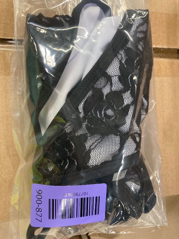 Photo 1 of ***,MISSING TOP****ZAFUL Women's Floral Lace Halter Bikini Set Tie Side Thong Bikini Bottom 2 Piece Swimsuit Bathing Suit Black SIZE MEDIUM