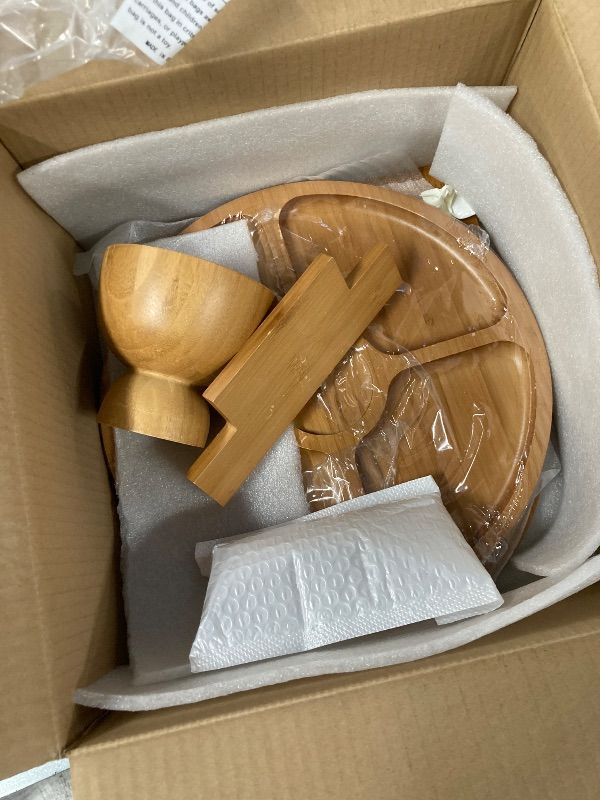 Photo 1 of ***MISSING DOME LLID -SELLING AS PARTS ONLY*** Emojoy Bamboo Cake Stand , 11in Round Cake Stand, Versatile Dessert Table Display Set, Cake Display Stand, Charcuterie Boards for Birthday, Party