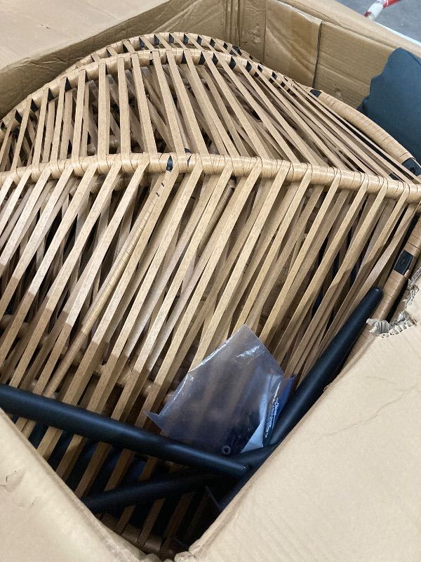 Photo 1 of ***DAMAGED LEG -SELLING AS IS ***Shintenchi Wicker Egg Chair Rattan Patio Chair with Cushion,Oversized Patio Lounge Chairs with Cushion Egg Basket Chair, Egg Seat for Indoor Living Room Bedroom Outside,Grey
