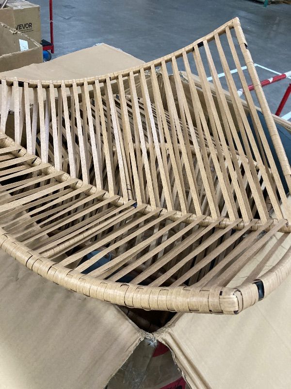 Photo 1 of ***DAMAGED LEG -SELLING AS IS ***Shintenchi Wicker Egg Chair Rattan Patio Chair with Cushion,Oversized Patio Lounge Chairs with Cushion Egg Basket Chair, Egg Seat for Indoor Living Room Bedroom Outside,Grey