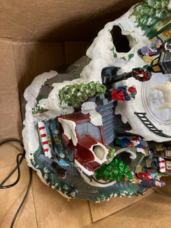 Photo 1 of ***THE PIECES ARE THERE TO GLUE BACK IF YOU'D LIKE!***WeDoSoy LED Lighted Musical Animated Christmas Village House – 11.8" Large Christmas Collectible Building Scene with Rotating Carousel & Tree, Xmas Decoration for Tabletop or Mantel Display***THE PIECE
