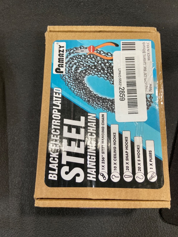 Photo 1 of [Upgraded] 236” Black Electroplated Steel Hanging Chain with S-Hooks, Snap Hooks, Ceiling Hooks & Pliers, 33LBS Load Bearing, Adjustable Length for Hanging Bird Feeders, Planters, Lanterns, Billboards