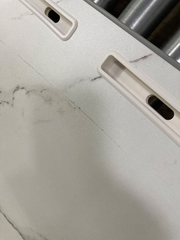 Photo 1 of ***DAMAGED -SOME SCUFFS/SCRATCHES -SELLING AS IS *** HETTHI Laptop Bed Desk, Adjustable Laptop Lap Desk with Drawer, X-Large Foldable Bed Table Tray for Bed Couch Floor Desk Writing Working Reading Eating Painting (Marble, 23.6"×15.7")
