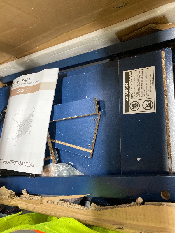 Photo 1 of ***MISSING PARTS**RoyalCraft 32" Large Nightstand Set of 2, Fluted Painted Bedside Table with 3 Spacious Drawers, Modern Tall End Table for Bedroom, Blue