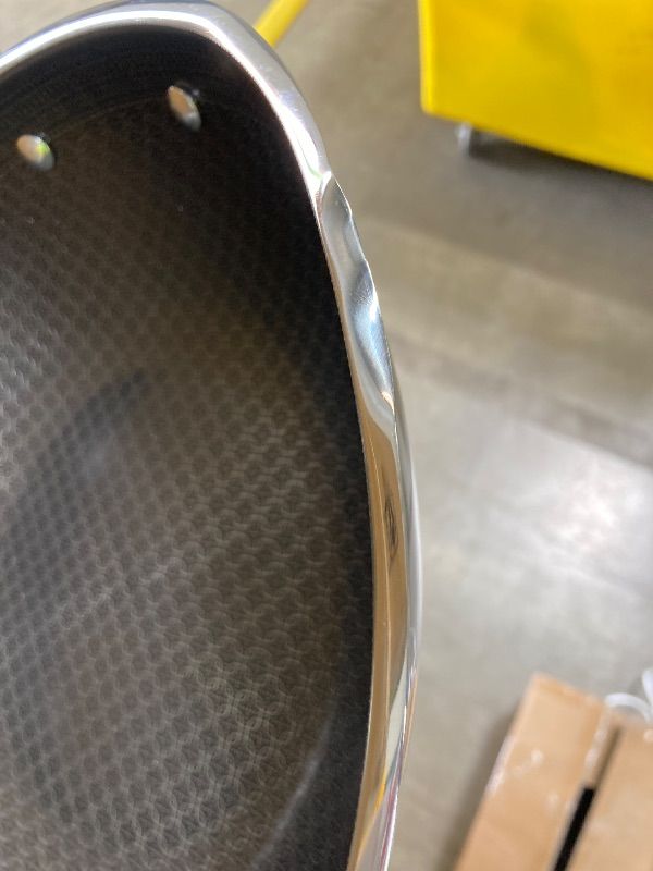 Photo 1 of ***DAMAGED -DENTED/BENT ALONG EDGE -SELLING AS IS -MISSING LID *** Cuisinart FusionPlus Hybrid Stainless Steel Cookware, 12-Inch Wok Pan  PFAS-Free PURELYSEAR Ceramic Technology, Scratch Proof, Cool Grip Handles, Dishwasher Safe