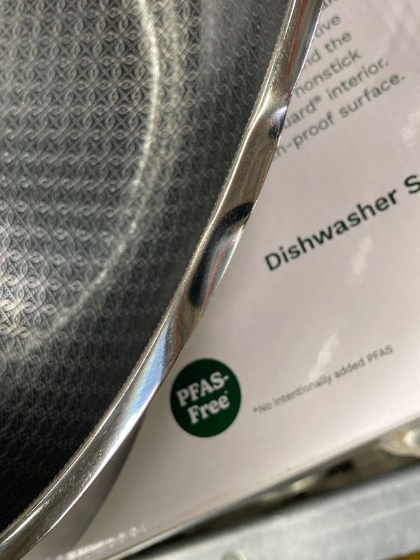 Photo 1 of ***DAMAGED -DENTED/BENT ALONG EDGE -SELLING AS IS -MISSING LID *** Cuisinart FusionPlus Hybrid Stainless Steel Cookware, 12-Inch Wok Pan  PFAS-Free PURELYSEAR Ceramic Technology, Scratch Proof, Cool Grip Handles, Dishwasher Safe