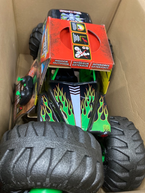 Photo 1 of ***WHEEL DAMAGED -SELLING AS IS *** Monster Jam, Official Mega Grave Digger All-Terrain Remote Control Monster Truck, Over 2 Ft. Tall, 1:6 Scale, Kids Toys for Boys and Girls Ages 4 and Up