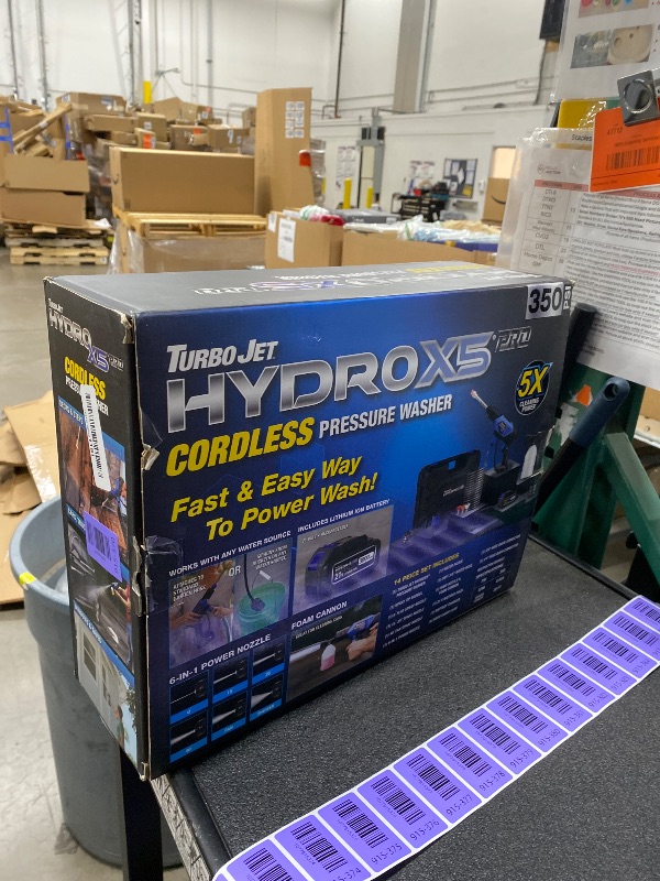 Photo 1 of ***USED*** Ontel Turbo Jet HydroX5 Pro Portable Cordless Pressure Washer (21V 3000mAh Battery), 6-in-1 Nozzle, Dual Water Source, 16ft Detachable Hose