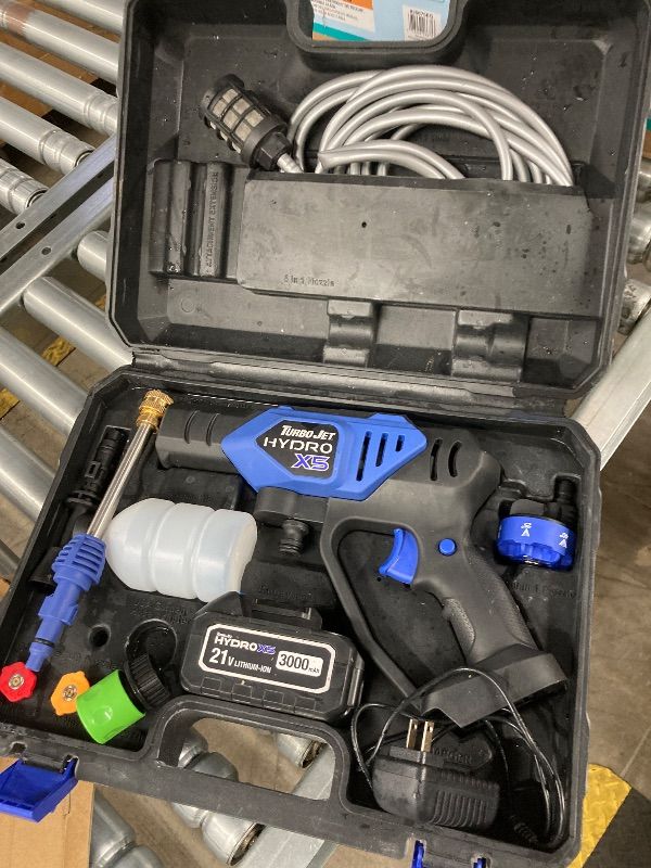 Photo 1 of ***USED*** Ontel Turbo Jet HydroX5 Pro Portable Cordless Pressure Washer (21V 3000mAh Battery), 6-in-1 Nozzle, Dual Water Source, 16ft Detachable Hose