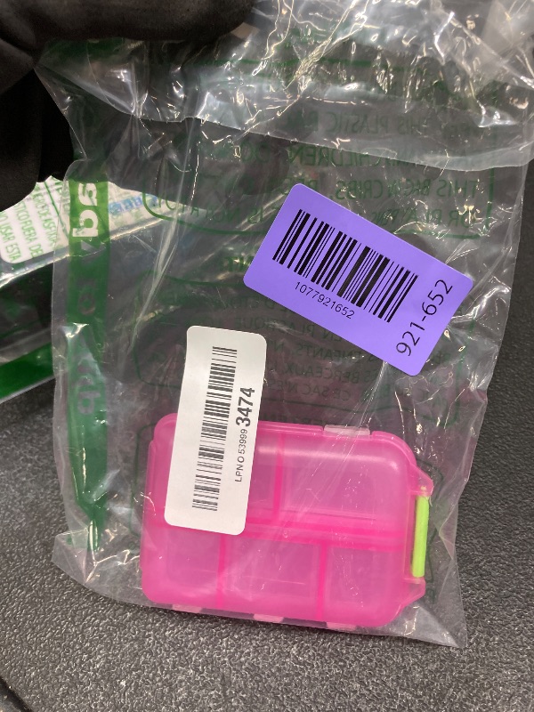 Photo 1 of *Organizer only* Pill Organizer with Medicine Labels Travel Daily Pill Container Mini Medication Organizer Storage Pill Organizer Travel Essentials Pill Case 7 Day (Pink & 161 Lables)