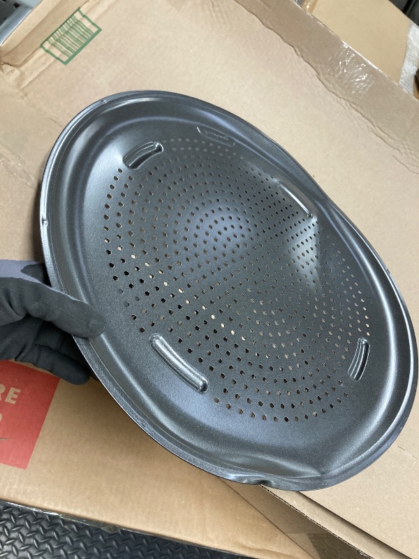Photo 1 of *Missing 1* *Bent* GoodCook AirPerfect Nonstick 16” Pizza Pan - Set of 2 - Pizza Trays for Oven, Perforated Round Pizza Pan, Carbon Steel Baking Pan, Homemade, Frozen & Leftover Slices