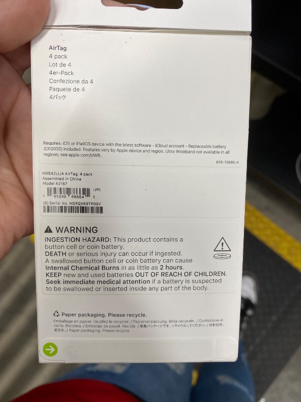 Photo 1 of ****** SEAL BY COMPANY****** Apple AirTag (1st Generation) - 4 Pack. Keep Track of and find Your Keys, Wallet, Luggage, Backpack, and More. Simple one-tap Set up with iPhone or iPad, Bluetooth